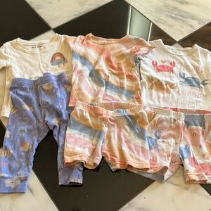 Carter's White and Orange Baby Pajama Set